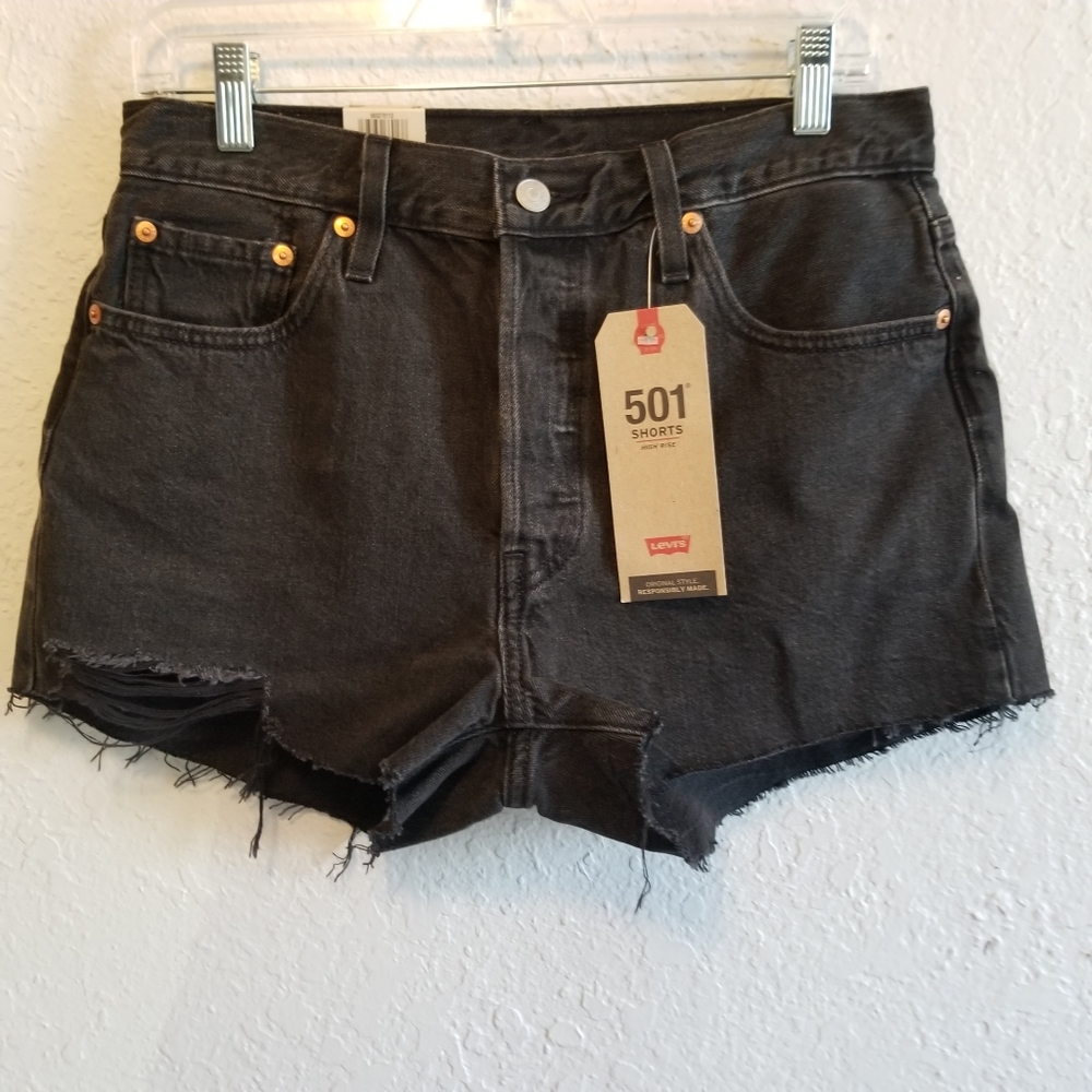 Levis 501 Frayed Black Shorts
